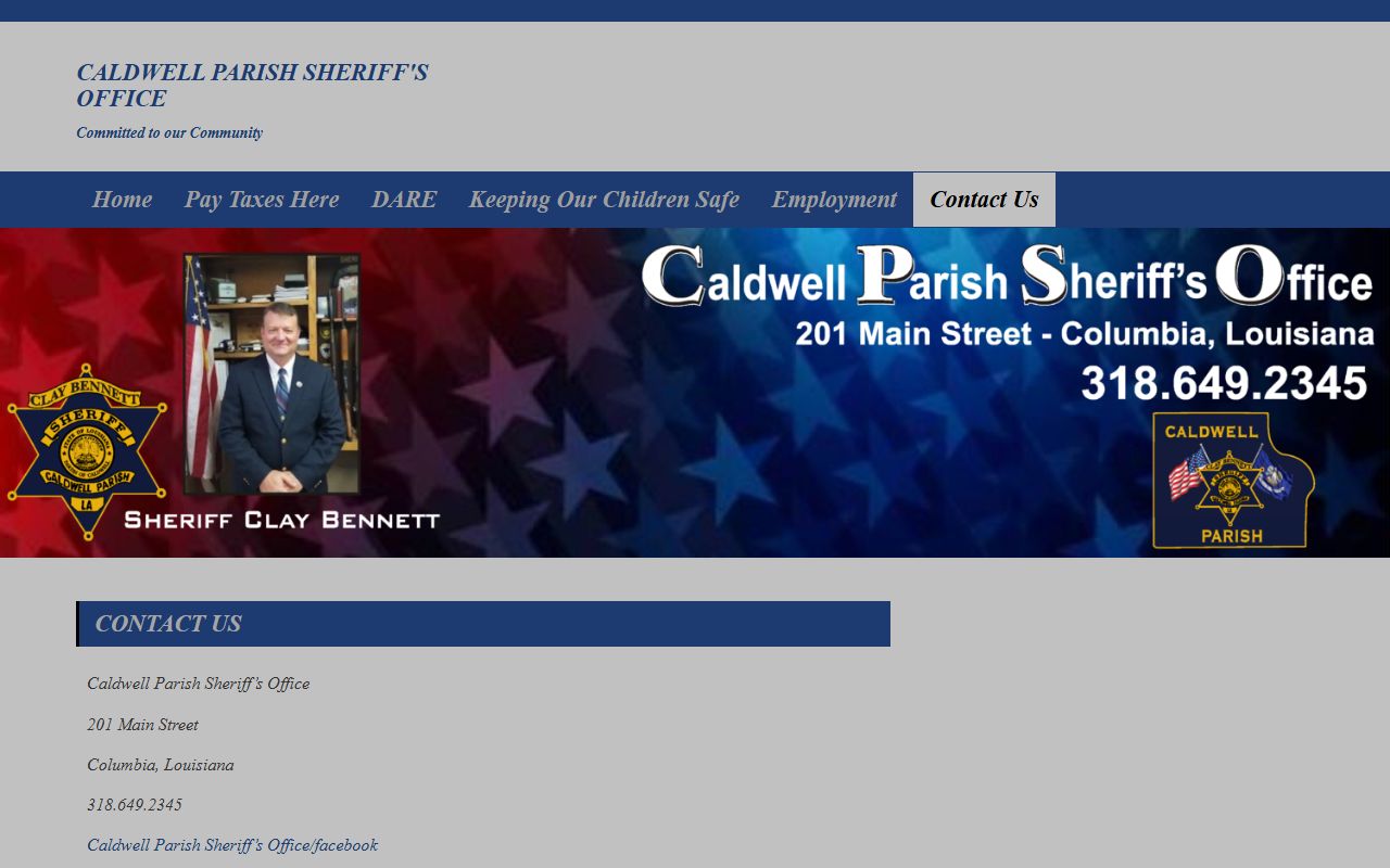 Caldwell Parish booking photo request sheriff contact page